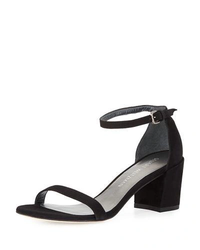 Gucci Simple Suede Chunky-heel City Sandals In Black