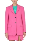 Msgm Notched-collar Single-breasted Blazer In Purple
