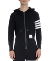 Thom Browne Navy Classic Loopback Stripe Zip-up Hoodie In Navy