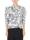Msgm Star Pattern Cotton Poplin Shirt In White