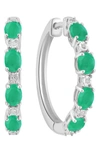 Effy Sterling Silver Emerald Diamond Hoop Earrings In Green