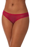 On Gossamer Mesh Hip Bikini In Red Ruby