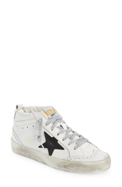 Golden Goose Mid Star Leather Wing-tip Sneakers In White