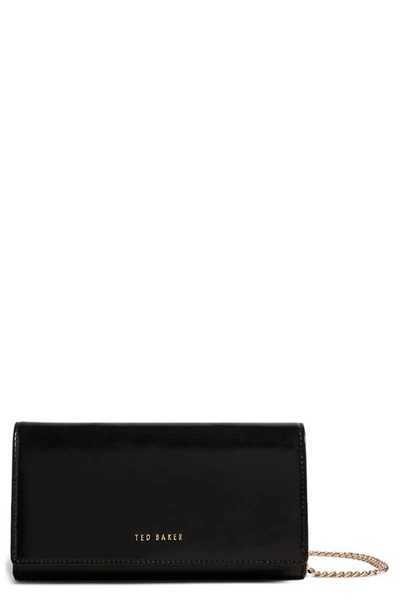 Ted Baker Liberta Metallic Leather Purse On A Chain In Black