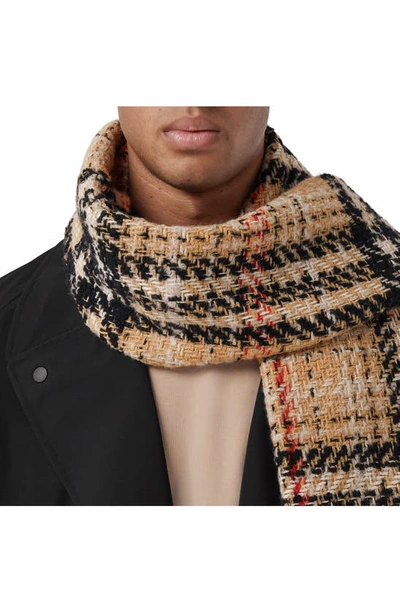 Burberry Giant Check Cashmere, Silk Alpaca Tweed Scarf In