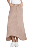 Wash Lab Denim Selma Pieced Asymmetric Denim Maxi Skirt In Raw Sugar Brown