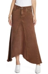 Wash Lab Denim Selma Pieced Asymmetric Denim Maxi Skirt In Rust Denim