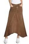 Wash Lab Denim Selma Pieced Asymmetric Denim Maxi Skirt In Vintage Brown