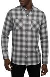 Travismathew Give It A Try Plaid Button-up Shirt In Heather Grey