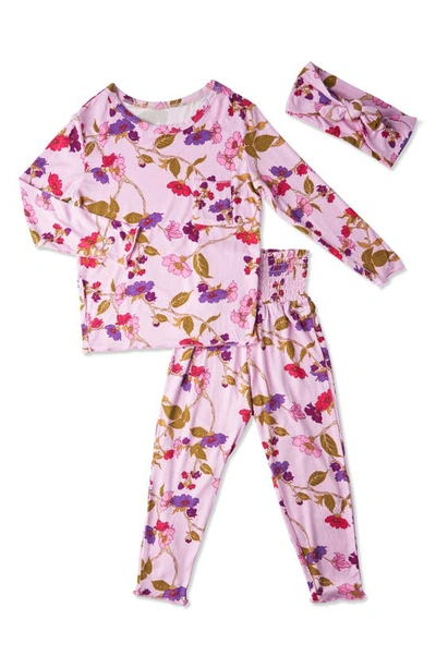 Everly Grey Baby Grey By  Charlie Fitted Two-piece Pajamas & Head Wrap Set In Lavender Rose