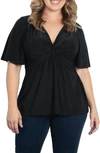 Kiyonna Abby Twist Front Top In Black