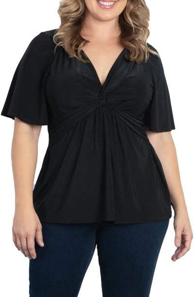 Kiyonna Abby Twist Front Top In Black Noir