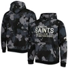 The Wild Collective Black New Orleans Saints Camo Pullover Hoodie In Black