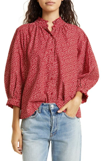 The Great The Boutonniere Printed Blouse In Red