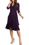 Kiyonna Whimsy Wrap Dress In Plum Passion
