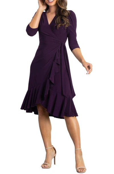 Kiyonna Whimsy Wrap Dress In Plum Passion