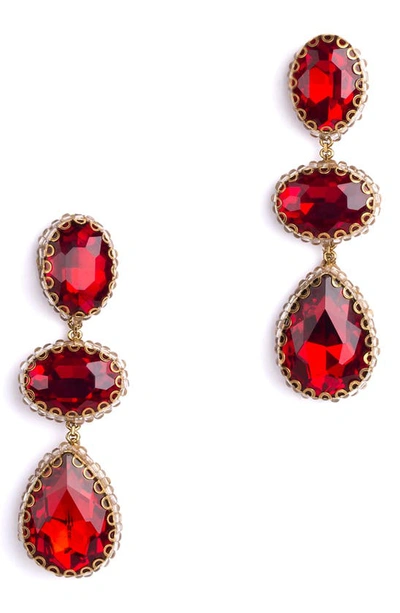 Deepa Gurnani Hadlee Drop Earrings In Ruby