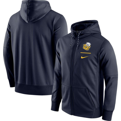 Nike Navy Michigan Wolverines Throwback Logo Stack Performance Full-zip Hoodie