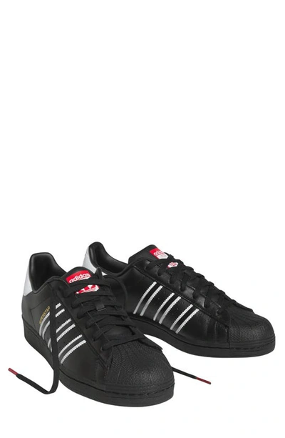 Adidas Originals Superstar Sneaker In Black/ White/ Team Power Red