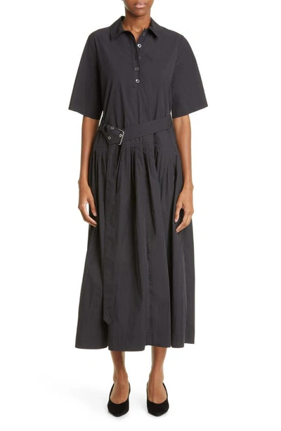 Co Belted Tton Blend Midi Shirtdress In 001 Black