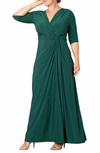 Kiyonna Romanced By Moonlight Glitter A-line Jersey Gown In Hunter Green