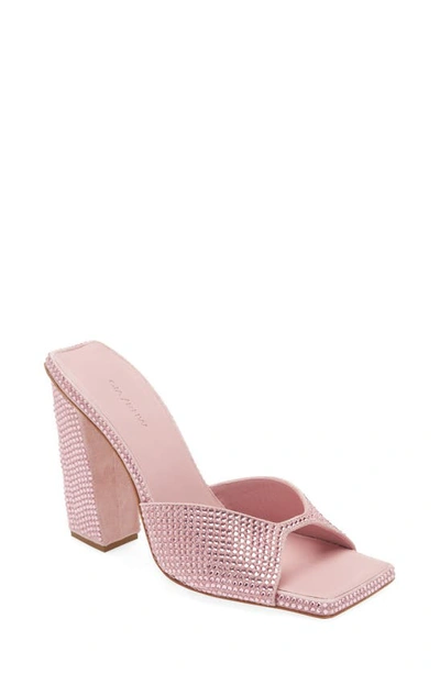 Gia Borghini Rosie Crystal Beaded Block Heel Slide Sandal In Light Pink