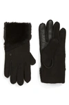 Ugg Zip Genuine Shearling Gloves In Black