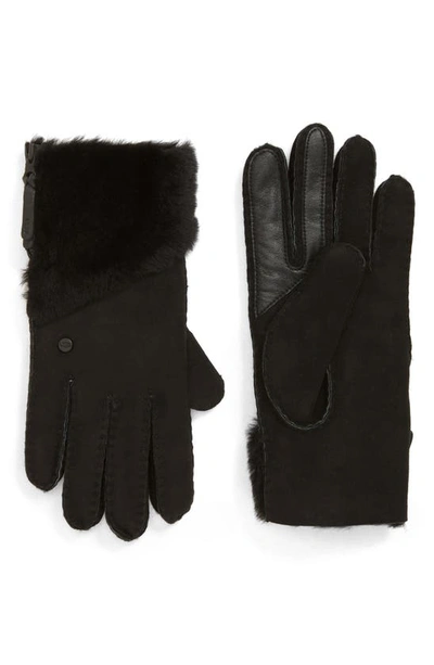 Ugg Zip Genuine Shearling Gloves In Black