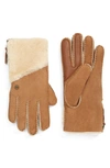 Ugg Zip Genuine Shearling Gloves In Brown