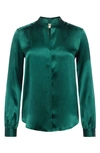 L Agence Bianca Silk Charmeuse Blouse In Teal