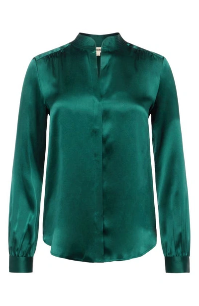 L Agence Bianca Silk Charmeuse Blouse In Teal