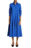 Co Patch-pocket Tiered Midi Shirtdress In 431 Azure