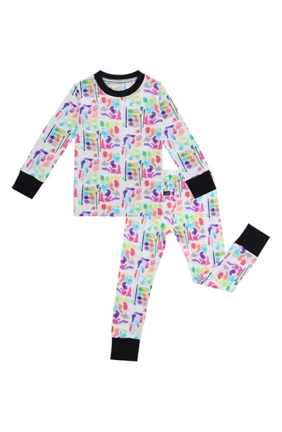Peregrinewear Babies' Watercolors Fitted Two Piece Pyjamas In White