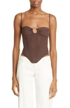 Miaou Deia O-ring Mesh Corset Top In Umber