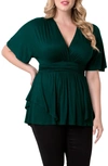 Kiyonna Promenade Top In Hunter Green