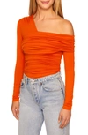 Susana Monaco Off The Shoulder Ruched Long Sleeve Top In Pumpkin