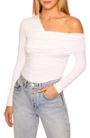 Susana Monaco Off The Shoulder Ruched Long Sleeve Top In Sugar