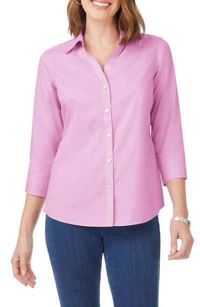 Foxcroft Mary Button-up Blouse In Orchid Bouquet