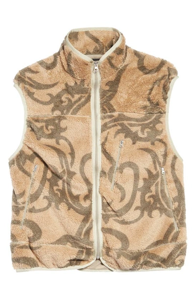 Flagstuff Original Camo Fleece Vest In Beige