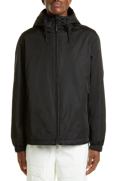 Burberry Stanford Ekd Print Hooded Nylon Jacket In Black