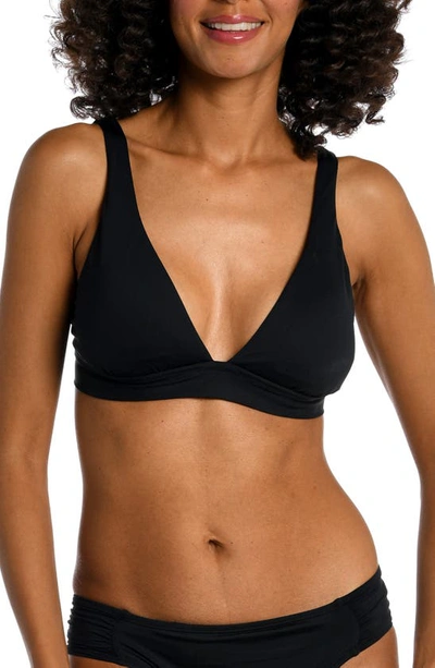 La Blanca Island Goddess Triangle Bikini Top In Black