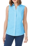 Foxcroft Taylor Non-iron Sleeveless Shirt In Baltic Blue