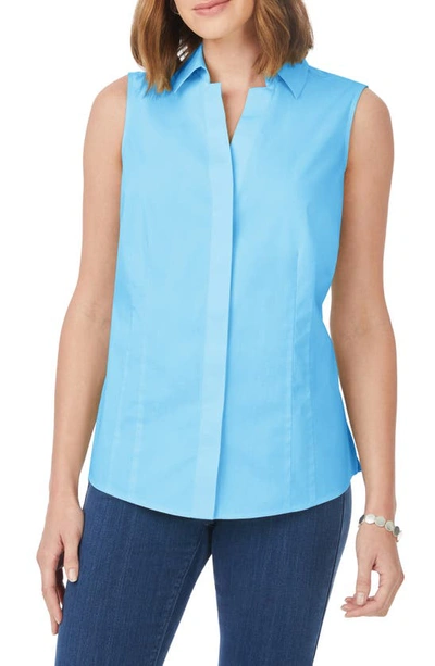 Foxcroft Taylor Non-iron Sleeveless Shirt In Baltic Blue