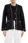 Endless Rose Chain Trim Cardigan In Black