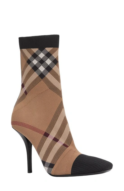 Burberry Dolman Check Stiletto Sock Booties In Default Title