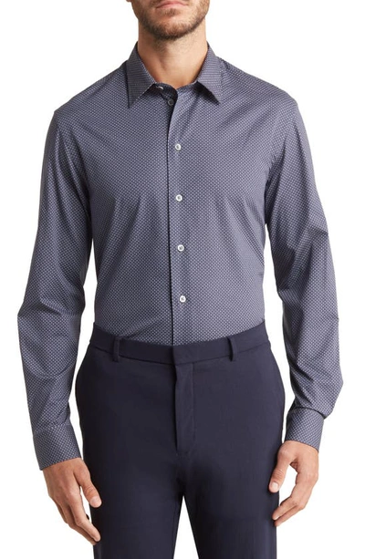 Emporio Armani Geometric Stretch Cotton Button-up Shirt In Solid Medium