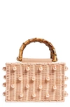 Btb Los Angeles Chloe Imitation Pearl Rattan Bag In Petal Pearl