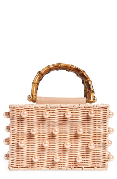 Btb Los Angeles Chloe Imitation Pearl Rattan Bag In Petal Pearl