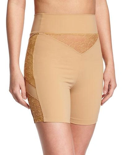 La Perla Shape Allure Lace-panel Shorts In Nude