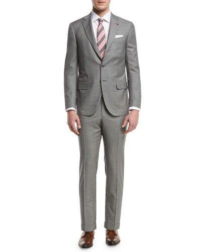 Isaia Check Aquaspider Super 160s Wool Two-piece Suit, Gray
